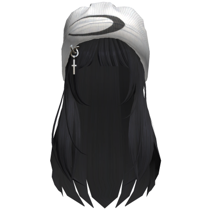 Y2K White Beanie Hair (Soft Black) Roblox item
