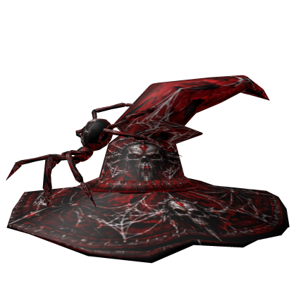 Chapéu De Bruxa Com Aranha Vermelho e Preto