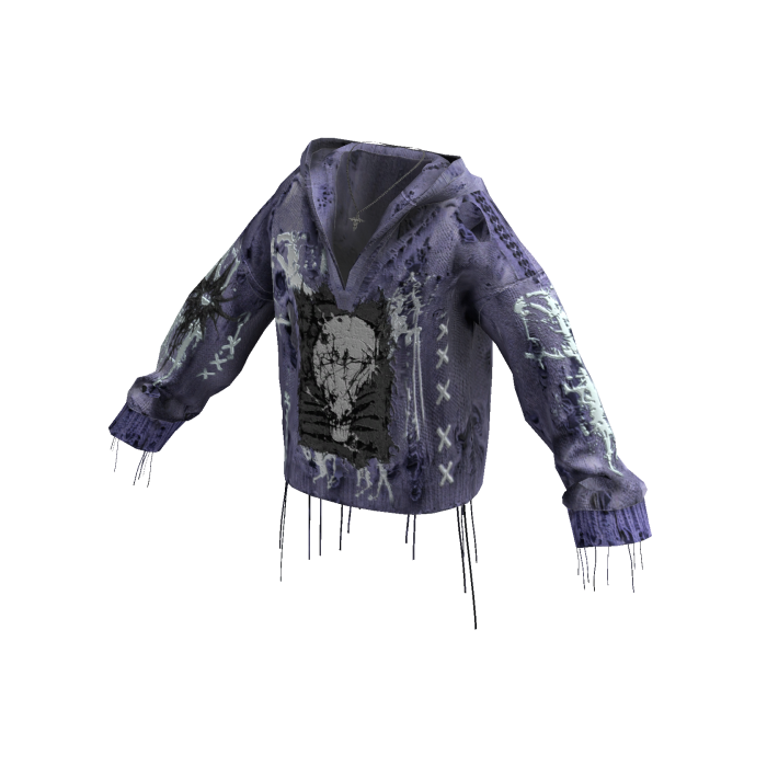 Gothic Skull Hoodie w/ Cross Chain (Purple)