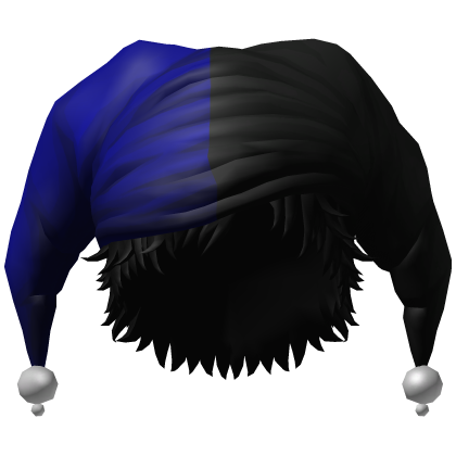 Black&Blue Jester Hat w/ Messy Hair