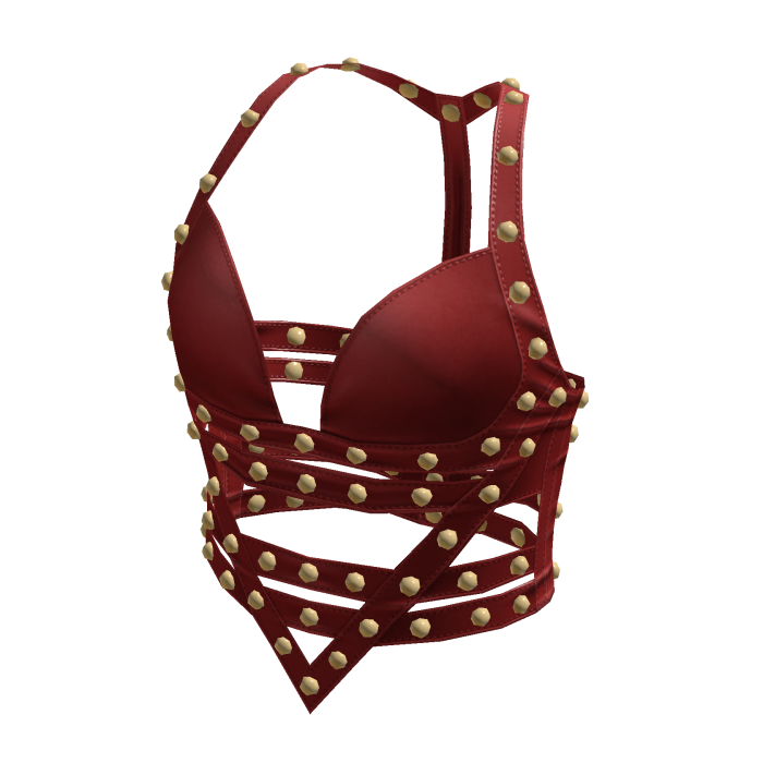 aprelle Y2k leather studded top red