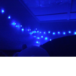 tiny room with blue lights