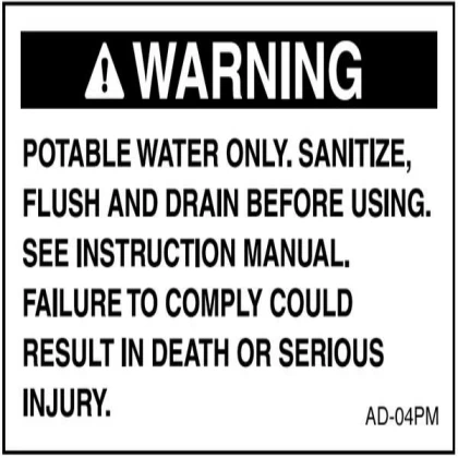 rv fresh water inlet warning sticker