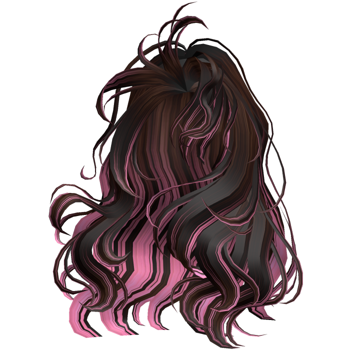 Curly Blowout Dark Brown & Pink