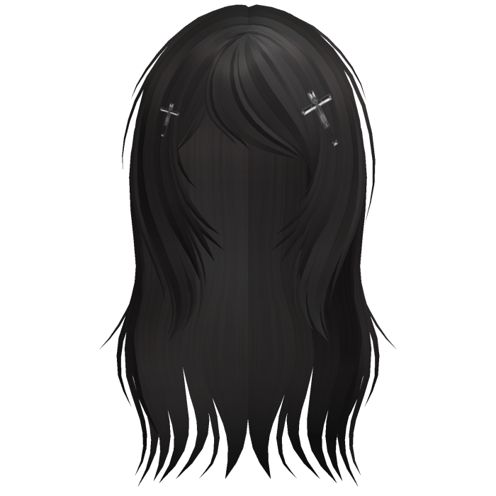 ♡ cute scene messy dark brown long hair w crosse