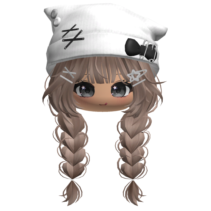 🍀Cute Girl Braided w/Cat Beanie(White)