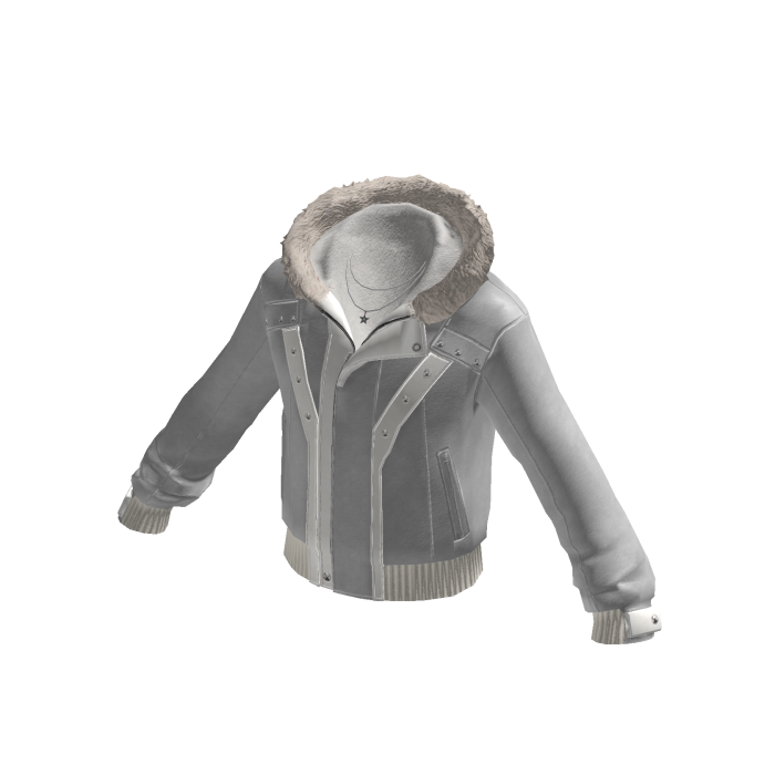Y2K Leather Jacket w/ Fur Hood & Chain (White)