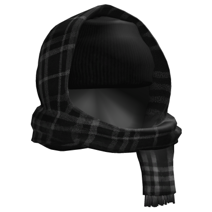Black Beanie & Black Plaid Scarf Hood Roblox item