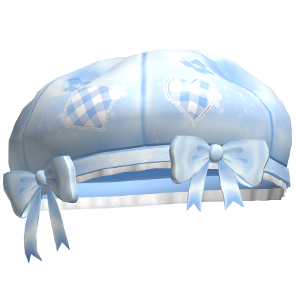 Kawaii Patchwork Bow Beret Blue