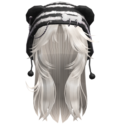 💙 Black & White Y2K Bear Hat Platinum White Hai Roblox item