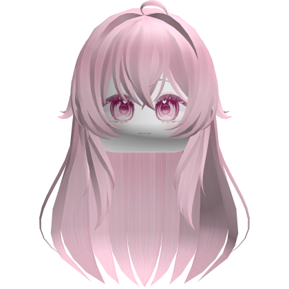 Pink Hair Strawberry Milk Pink Love Chibi Face Roblox item