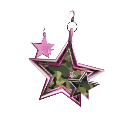 Pink & Camo Star Earrings Y2k Iconic Mc-Bling | Roblox Item - Rolimon's