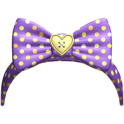 (12) Purple w Pastel Yellow Polka Bow headband Roblox item