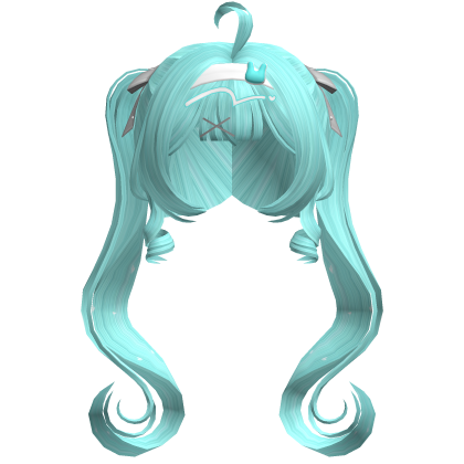 Adorable Miku Cosplay Curly Pigtails in Blue Roblox item