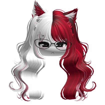 Wavy Moe Pigtails w/ Cat Ears (White&Red)