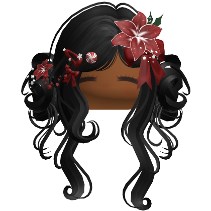 ♡ Christmas Flowery Twin Buns (Black)