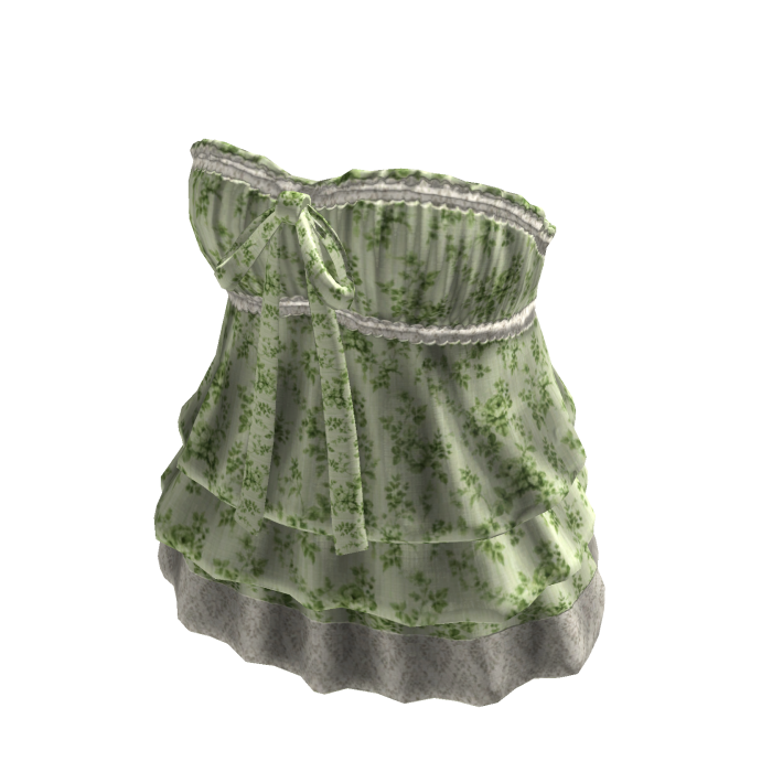 Floral Babydoll Top with Ruffle Hem (Green)