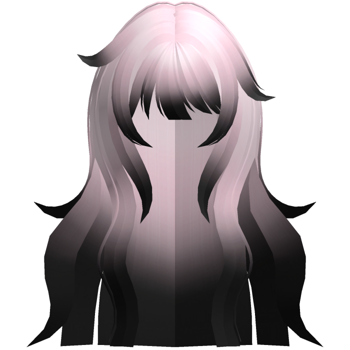 long fluffy messy anime flowy hair pink black