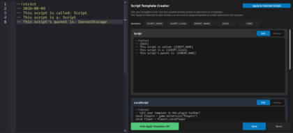 Script Template Creator preview 2