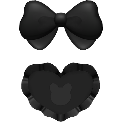 ♡ : cute black bow heart hairclip Roblox item