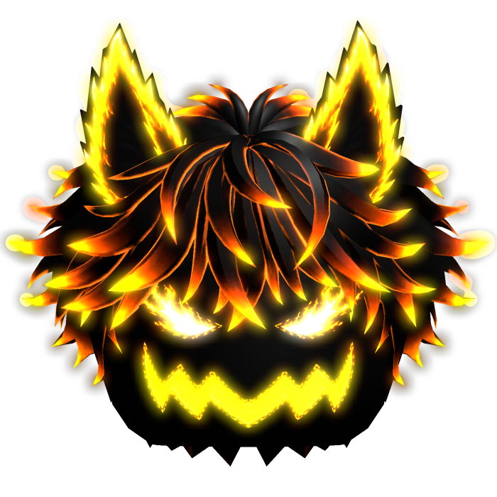 [GLOWING] Inferno Cat Hair Fire Demon Smile Head