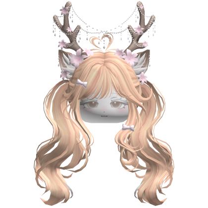 Ethereal Christmas Fairy Fawn Pigtails w/ Antlers