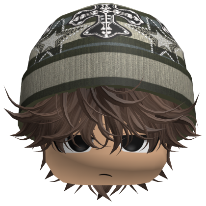 Messy Spikey Hair W/ Skater Beanie Brown V5 Roblox item