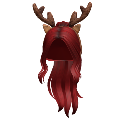 Christmas Ponytail Hair w/ Reindeer Ears (Red) Roblox item