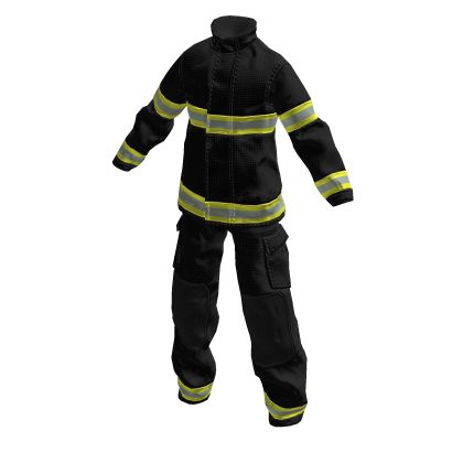Black Firefighter Fire Protection Suit Uniform