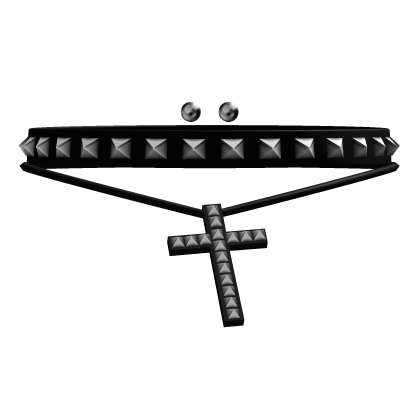 ⛧ gothic black emo studded cross choker Roblox item