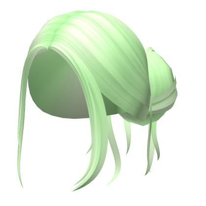 -',ৎ Green Lazy Messy Summer Bun with Bangs