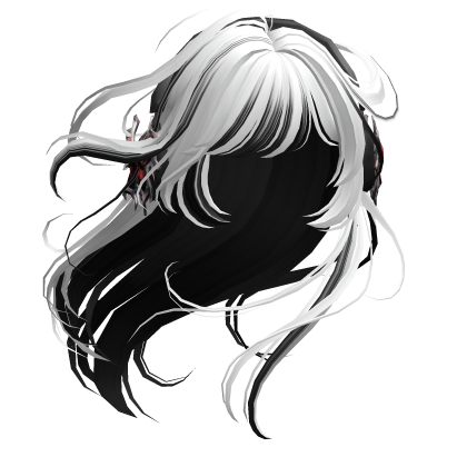 White & Black Wind-Blown Anime Hair w/ Headphones Roblox item