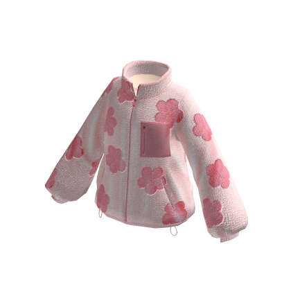 Cozy Flower Puffer Zip Up Jacket (Light Pink)