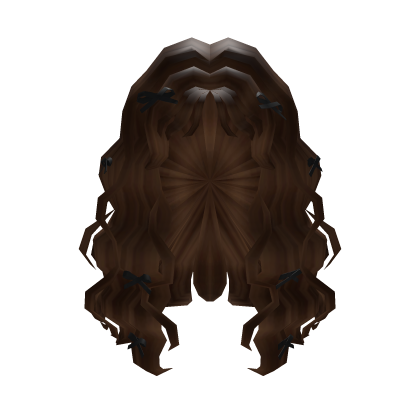 Curly Brown Hair with Cute Black Ribbons Roblox item