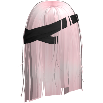 Horror Pink Short Hair w Black Bandages Roblox item