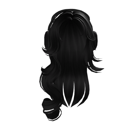 Black Long Preppy Wavy Hair w/ Black Headphones Roblox item