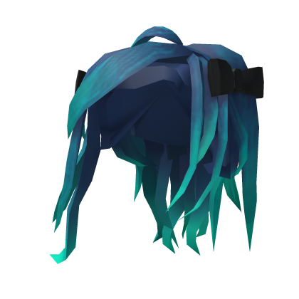 Teal Neon Long Hair with Bows Roblox item