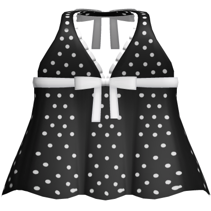 ♡ sweet polka dot halter dress with bow in black