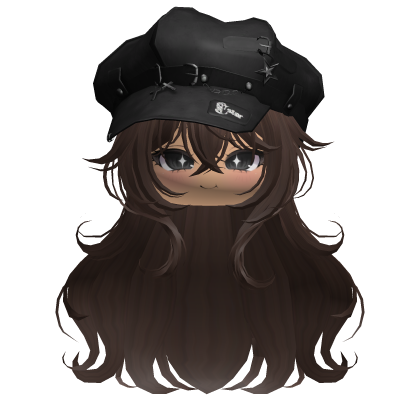 Cute Anime Girl w/ Y2K Punk Cap (Brown) Roblox item