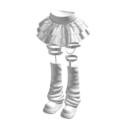 White Ruffle Skirt Emo Grunge Boots Y2K Outfit thumbnail