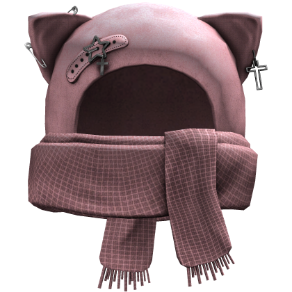Grunge Cat Scarf Hat (Pink)