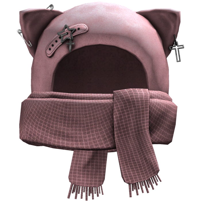 Grunge Cat Scarf Hat (Pink)