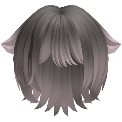 cute short anime cat girl hair in grey pink