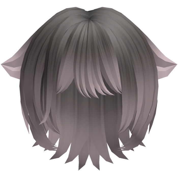 cute short anime cat girl hair in grey pink