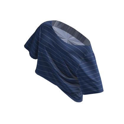 ☆ Blue striped off-shoulders baggy shirt