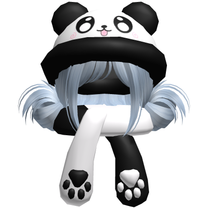 Cute Panda Hat + Scarf Hair Sky Blue Roblox item