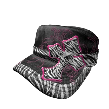 Black 2000s Luxury Cross Cap Zebra Mcbling Gyaru | Roblox Item