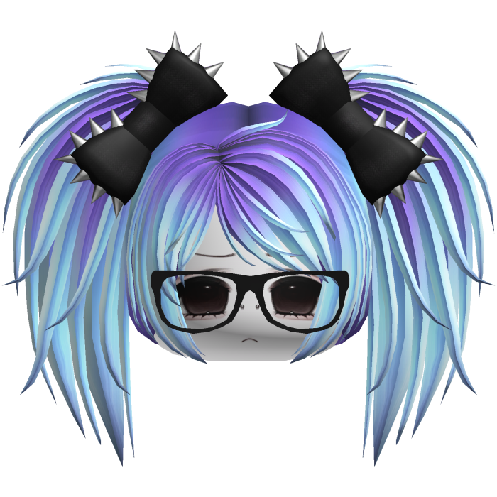 Gothic Moe Purple & Cyan Messy Pigtails /w Glasses