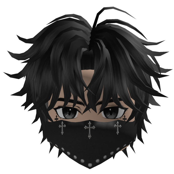 Spiky Hair w/ Bandana & Glasses (Black)