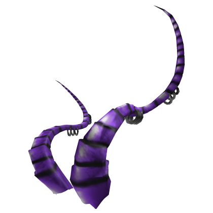 Big Curved Dragon Demon Horns Purple Black + Rings Roblox item